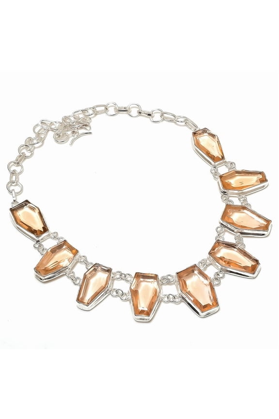 Natural Morganite Gemstone 925 Sterling Silver Jewelry Necklace 18"