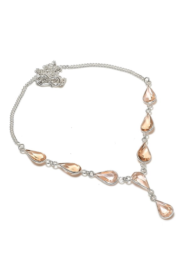 Natural Morganite Gemstone 925 Sterling Silver Jewelry Necklace 18"