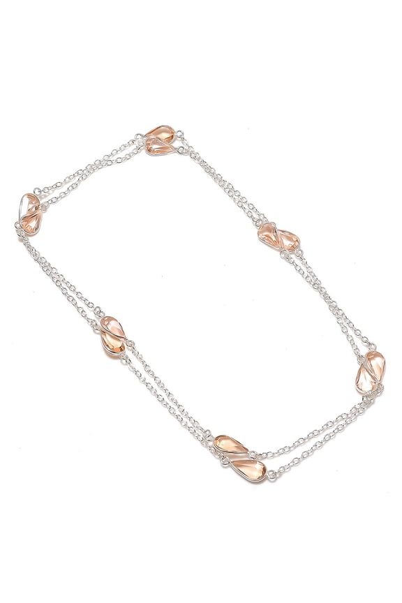 Natural Morganite Gemstone 925 Sterling Silver Jewelry Necklace 18"