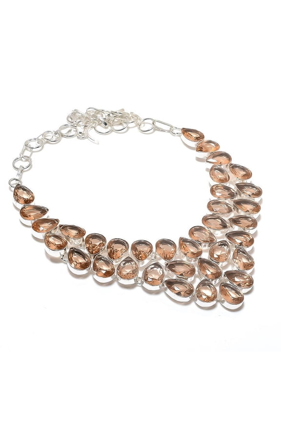 Natural Morganite Gemstone 925 Sterling Silver Jewelry Necklace 18"