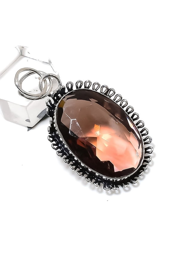 Natural Morganite Gemstone Handmade 925 Sterling Silver Gift Pendant 1.97"