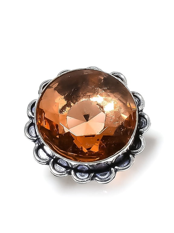 Natural Morganite Gemstone Handmade 925 Sterling Silver Gift Ring Size 9.5