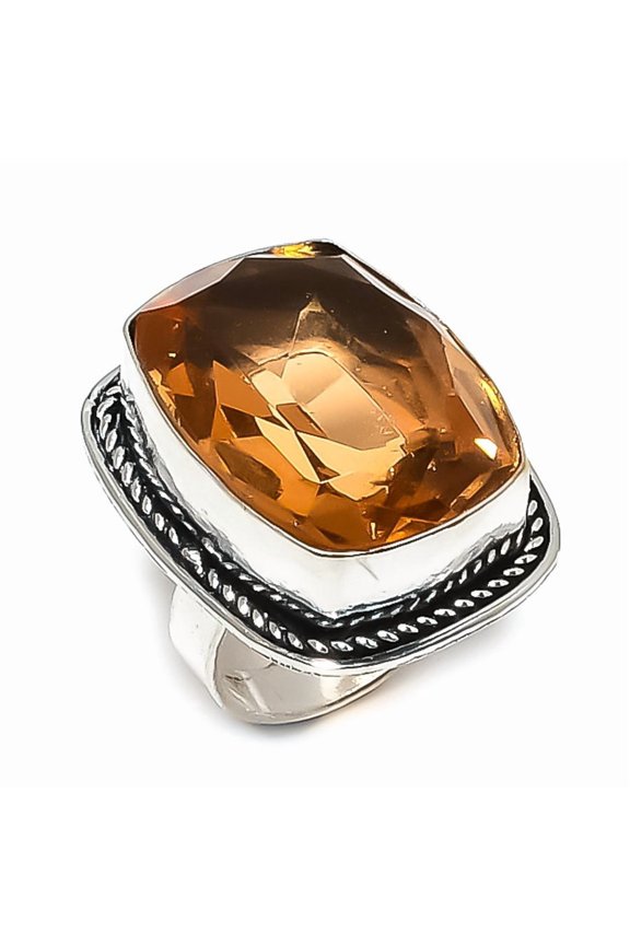 Natural Morganite Gemstone Handmade 925 Sterling Silver Jewelry Ring Size 8