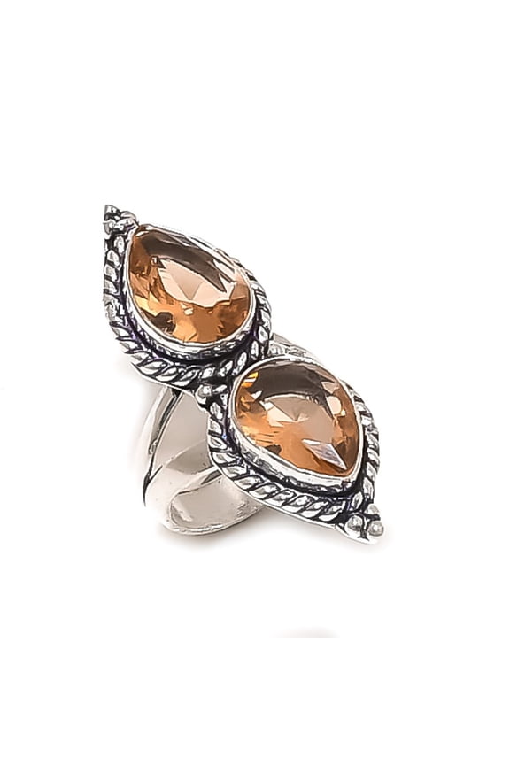 Natural Morganite Gemstone Handmade 925 Sterling Silver Jewelry Ring Size 8