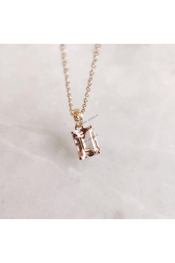 Natural Morganite Pendant, 14K Solid Yellow Gold Morganite Pendant, November Birthstone Pendant, Christmas Gift, Dainty Morganite Pendant