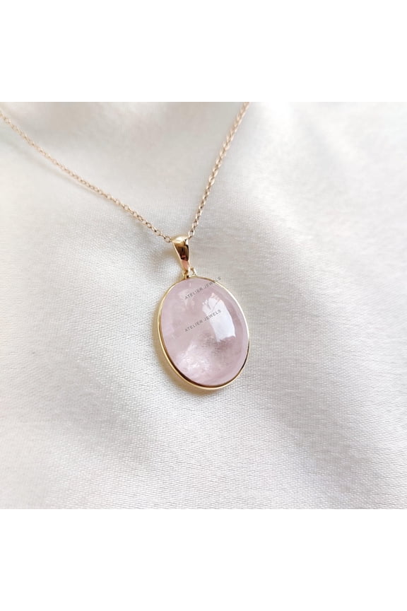 Natural Morganite Pendant, 14K Solid Yellow Gold Morganite Pendant, November Birthstone Pendant, Christmas Gift, Morganite Jewelry