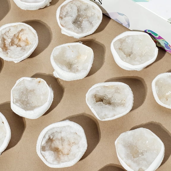 Natural Moroccan Agate Geode Gift Box Set | Raw Crystal Specimens | Large (4-6cm) | Feng Shui Decor, Meditation Stone