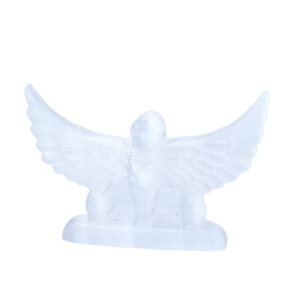 Natural Moroccan Gypsum Angel Figurine Hand-Carved Winged Spirit Sculpture for Home Office Dcor, 4.1 2.8 2.6 in Healing Crystal Ornament