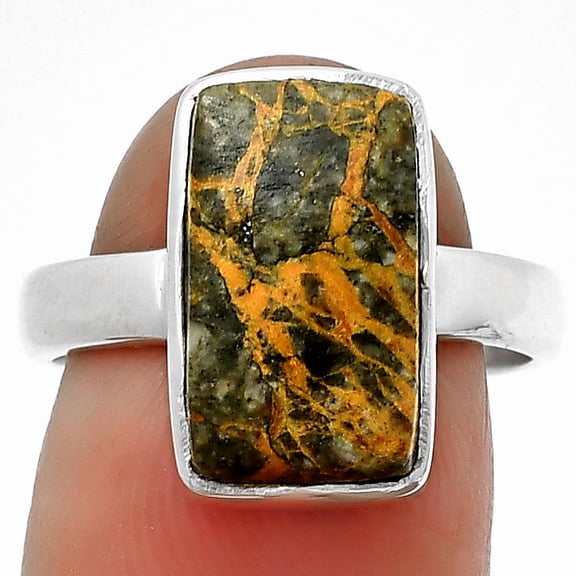Natural Moroccan Yellow Jacket Jasper 925 Silver Ring s.8 Jewelry R-1004 SDR204726