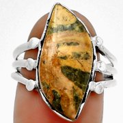 Natural Moroccan Yellow Jacket Jasper 925 Silver Ring s.8 Jewelry R-1338 SDR184422