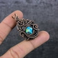 thumbnail image 1 of Natural Mosaic Jasper Gemstone Copper Wire Wrap Gift Jewelry Pendant 1.89", 1 of 4