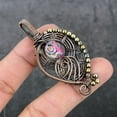 thumbnail image 1 of Natural Mosaic Jasper Gemstone Copper Wire Wrap Gift Jewelry Pendant 2.56", 1 of 4