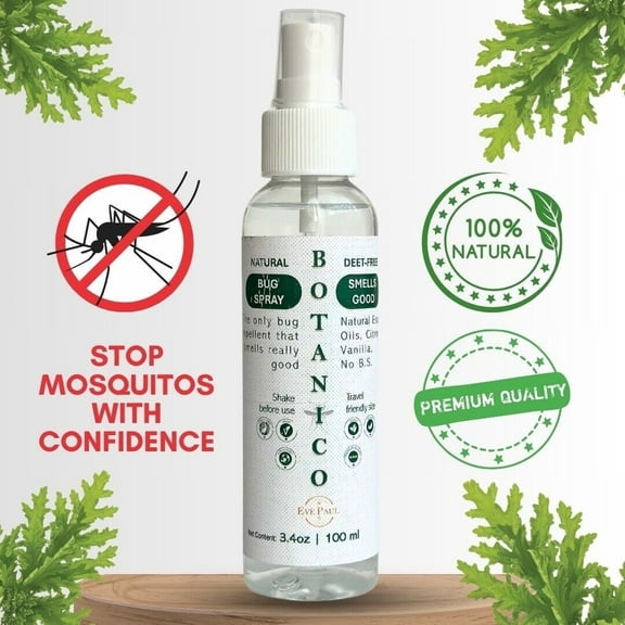 Natural Mosquito Repellent Botanico DEET-FREE Bug Spray, Smells Amazing, Citronella and Vanilla Essential Oils