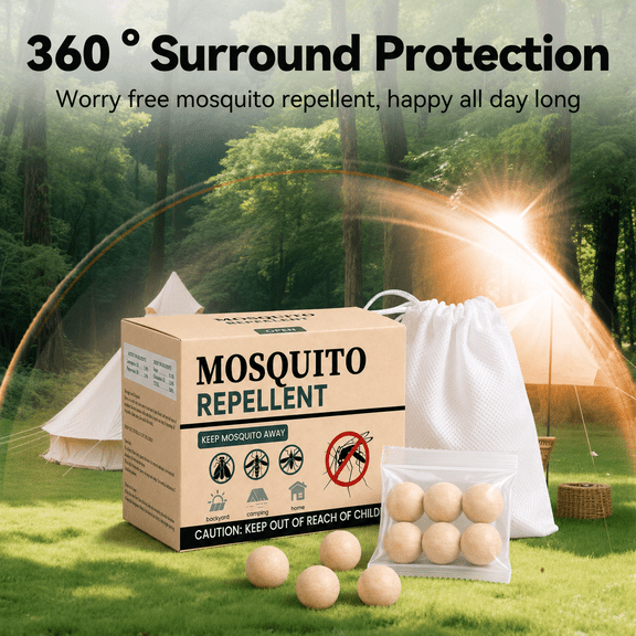 Natural MosquitoRepellent Outdoor Patio, Indoor & Outdoor Use, MosquitoRepellent Sachets for Yard, Patio, Camping & Travel, 60-Day Mosquito Control, Child&Pets Friendly- 36 Balls