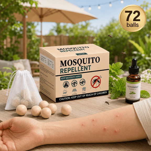 Natural MosquitoRepellent Outdoor Patio Pills, Peppermint Oil 36 Balls Natural Mosquito Repellant Balls, Safe for Kids & Pets, Bug Deterrent for Home & Patio, Keep Mosquitoes Camping Travel Fishing
