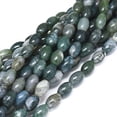 thumbnail image 1 of Natural Moss Agate Beads Strands Dyed & Heated Rice 11.5~12x7.5~8mm Hole: 0.7mm 33 pcs/Strand 15.55 inch(39.5 cm), 1 of 3