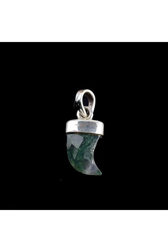 Natural Moss Agate Crystals Pendant Necklace, Fancy Cabochon Gemstone, Energy Healing Crystals, Birthday, Gift for Her, Gemstone Jewelry