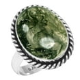 thumbnail image 1 of Natural Moss Agate Ring 925 Sterling Silver Handmade Jewelry, 1 of 6