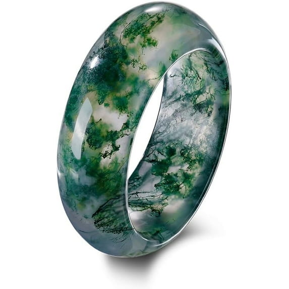 Natural Moss Agate Ring for Women & Men Natural Green Gemstone Rings Agate Jewelry Gift