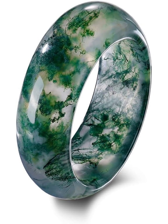 Natural Moss Agate Ring for Women & Men Natural Green Gemstone Rings Agate Jewelry Gift
