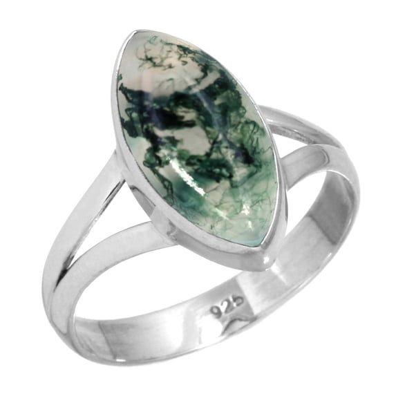 Natural Moss Agate Women Jewelry 925 Sterling Silver Ring