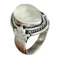 thumbnail image 1 of Natural Mother Of Pearl Gemstone Band Ring, Pure 925 Sterling Silver June Birthstone Jewelry, Adorable Ring, Statement Ring, Unique Gifts For Women, 1 of 3