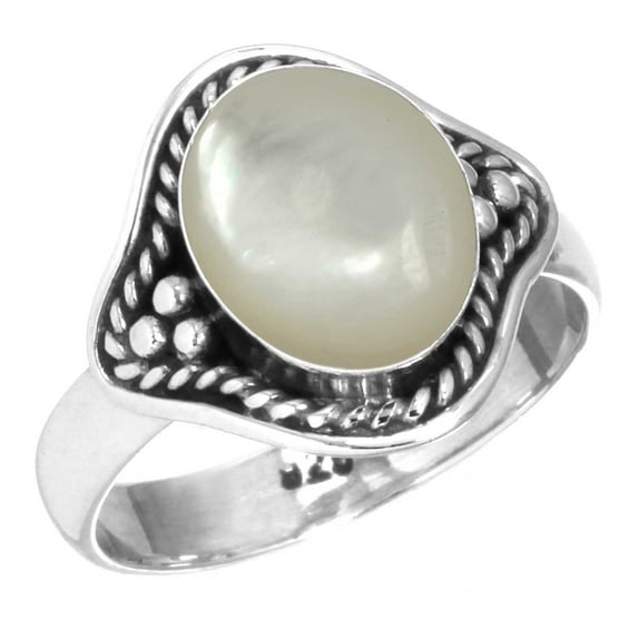 Natural Mother Of Pearl Ring 925 Sterling Silver Handmade Jewelry