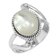 JEWELOPORIUM Natural Mother Of Pearl Women Jewelry 925 Sterling Silver Ring