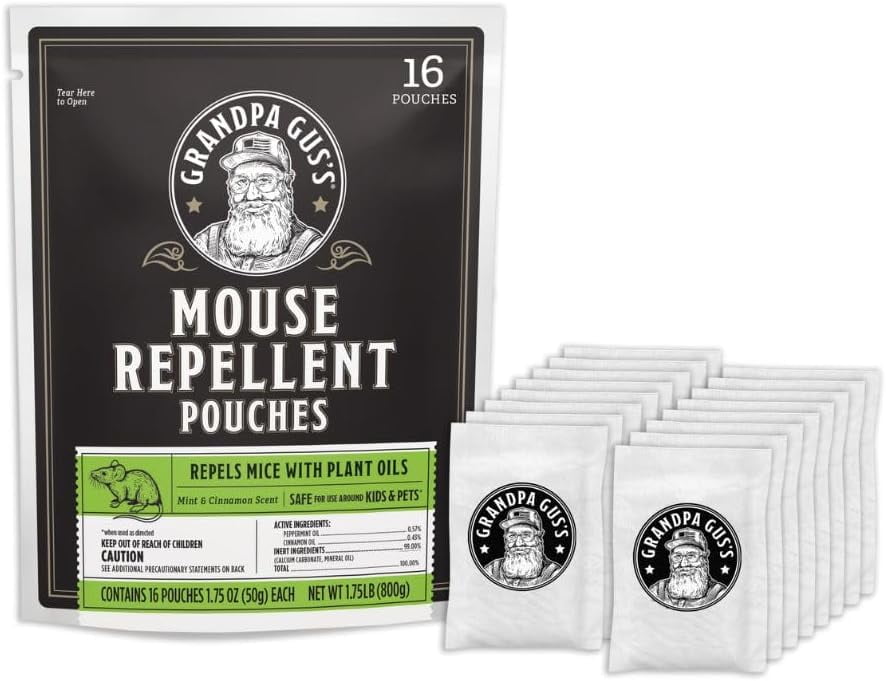 Natural Mouse Repellent Pouches, Cinnamon/Peppermint Oils Repel Mice