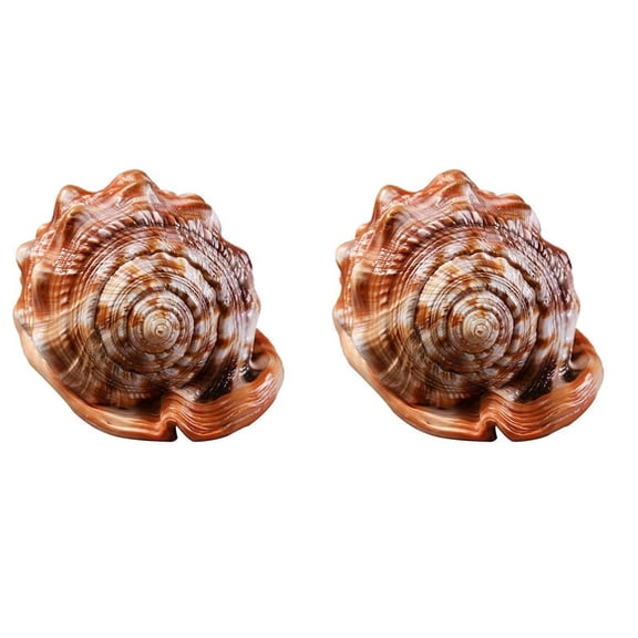 Natural Mouth Helmet Conch Shell Coral Sea Snail Fish Tank Adorn Ornament 2Pcs