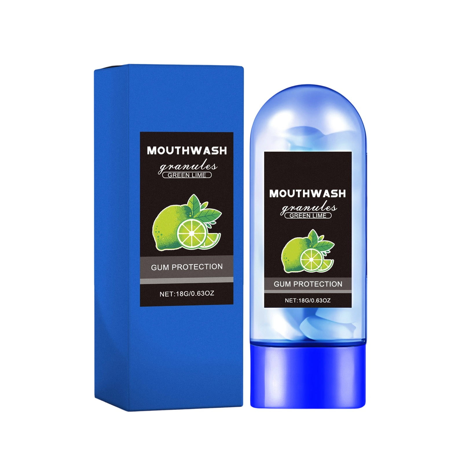 Natural Mouthwash Tablets, Green Lime, for Whitening Teeth and Cavity Protection, Sensitive-Teeth, Travel - 8g / 0.63 oz