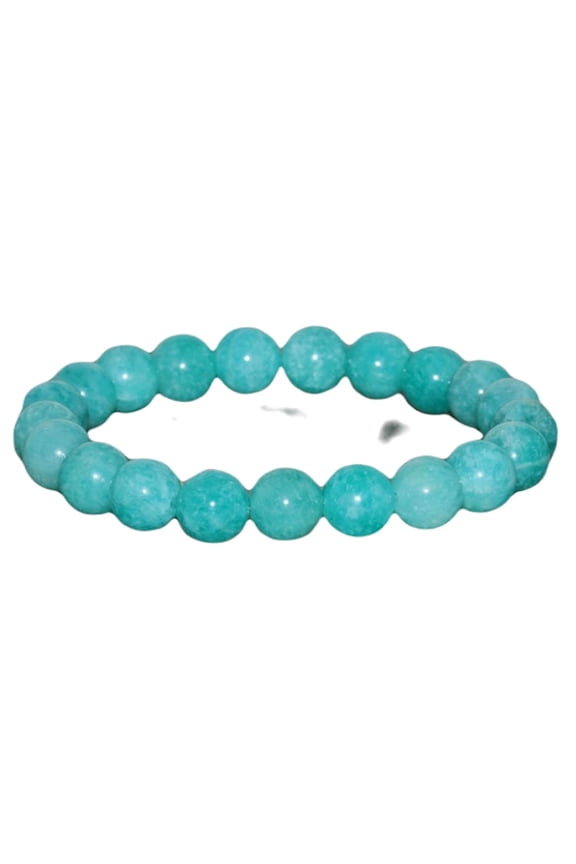 Natural Mozambique Amazonite 10mm Round Shape Smooth Cut Beads Stretchable Bracelet For Men & Women. Unisex Bracelet