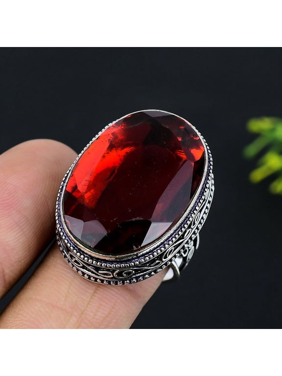 Natural Mozambique Garnet Gemstone 925 Sterling Silver Gift Jewelry Ring Size 10