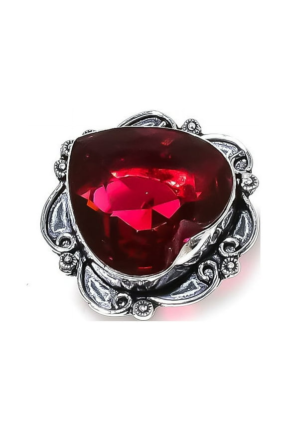 Natural Mozambique Garnet Gemstone 925 Sterling Silver Gift Ring Size 7.5