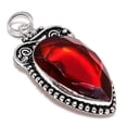 thumbnail image 1 of Natural Mozambique Garnet Gemstone 925 Sterling Silver Pendant 2.56", 1 of 2
