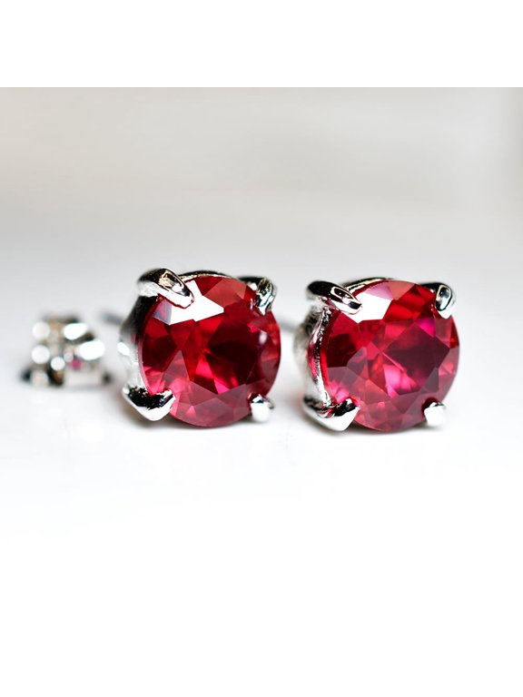 Natural Mozambique Red Ruby 16.10 Ct CERTIFIED Round Cut Earring Pair Free Gift