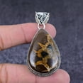 thumbnail image 1 of Natural Mud Crack Fossil Gemstone 925 Sterling Silver Jewelry Pendant 2.36", 1 of 2
