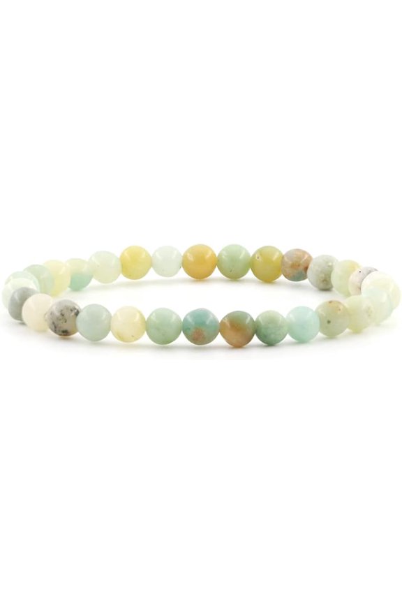Natural Multi Amazonite 6mm Round Shape Smooth Cut Beads Stretchable Bracelet for Men & Women.