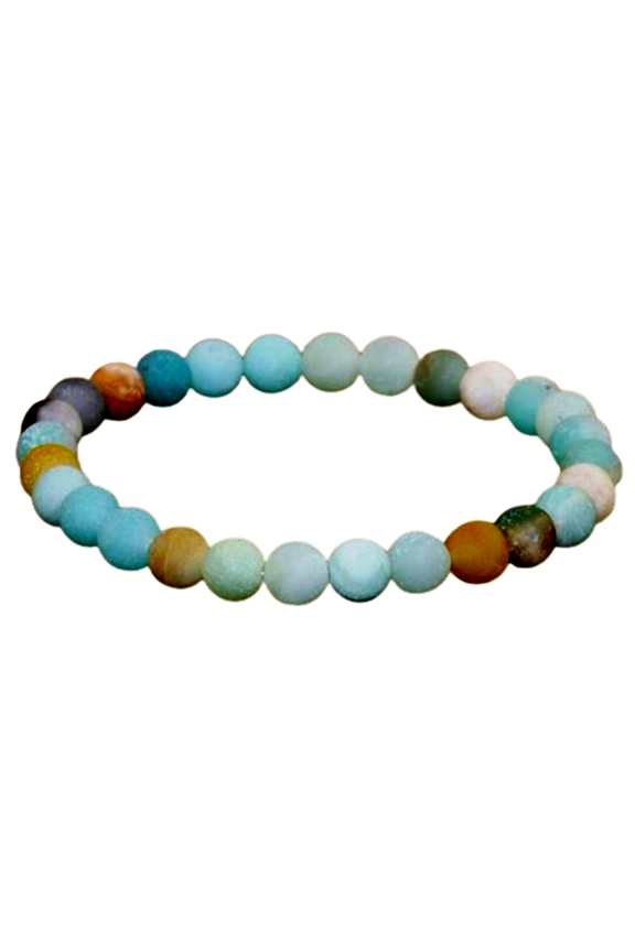 Natural Multi Amazonite 6mm Round Shape Smooth Cut Beads Stretchable Bracelet for Men & Women.