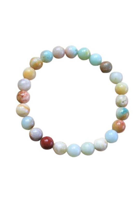 Natural Multi Amazonite 8mm Round Shape Smooth Cut Beads Stretchable Bracelet For Men & Women. Unisex Bracelet