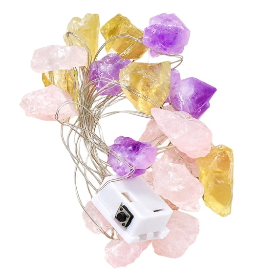 Milty Color Natural Multi Color Raw Crystal String Lights, Mixed Rough Quartz ...
