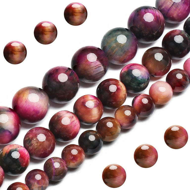 Natural Multi Color Tiger Eye Beads Grade AAA Gemstone Round