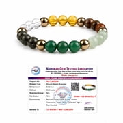 Natural Multi Gemstone Beads Bracelet 8mm | Certified Dhan Yog Healing Crystal Bracelet | Citrine, Quartz, Aventurine, Jade, Pyrite & Tiger Eye | Unisex Energy & Prosperity Wrist Bracelet