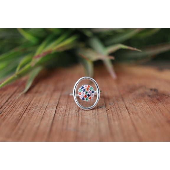 Natural Multi Gemstone Ring, 925 Sterling Silver Ring, Silver Jewelry, Natural Stone Ring, Wedding Gift Ring, Healing Crystal Gemstone Ring