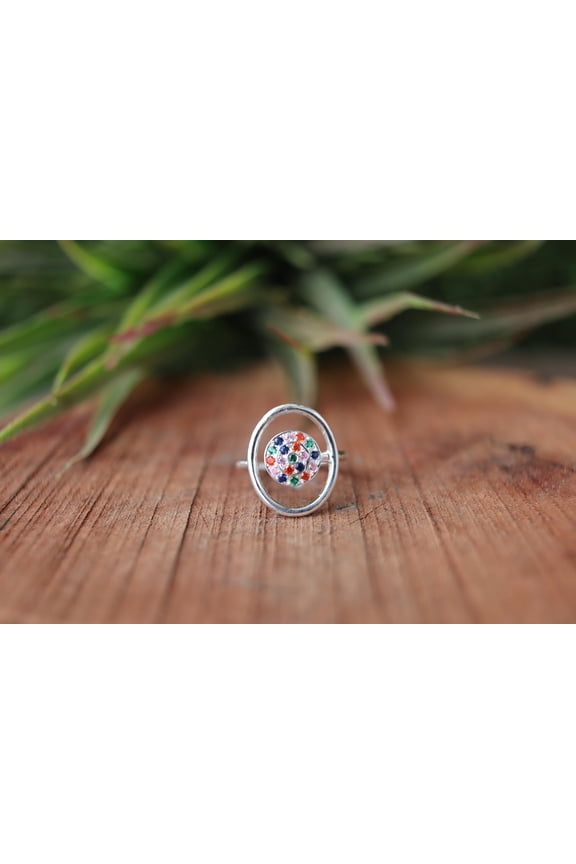Natural Multi Gemstone Ring, 925 Sterling Silver Ring, Silver Jewelry, Natural Stone Ring, Wedding Gift Ring, Healing Crystal Gemstone Ring