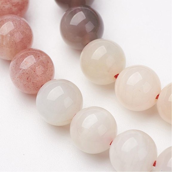 Natural Multi-Moonstone Bead Strands Round 8mm Hole: 1mm 52pcs/strand 15.5 inch