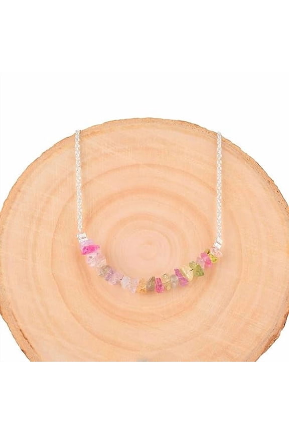 Natural Multi Sapphire Rough Bar Pendant Necklace, Raw Gemstone, Energy Healing Crystals, Birthday, Christmas Gift for Her, Jewelry 18 inch AAA+ Quality