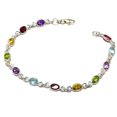 thumbnail image 1 of Natural Multi color bracelet, Silver bracelet, 925 sterling silver multi gemstone bracelet, Silver jewelry, Sterling silver, Engagement jewelr, 1 of 2