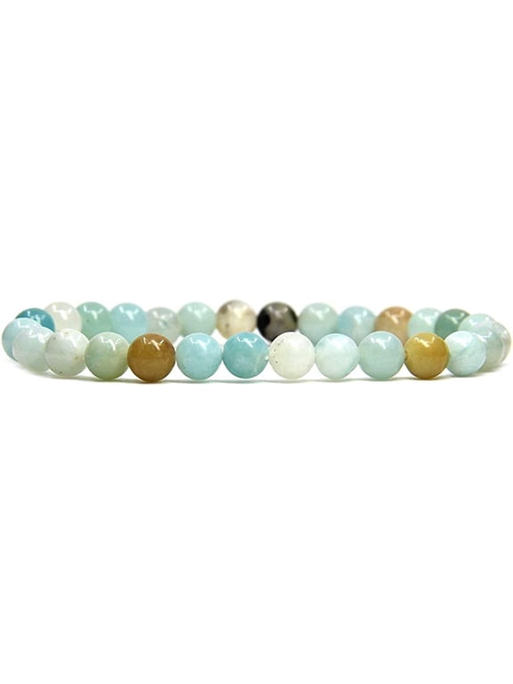 Natural Multicolor Amazonite Gemstone 6mm Round Beads Stretch Bracelet 7" Unisex