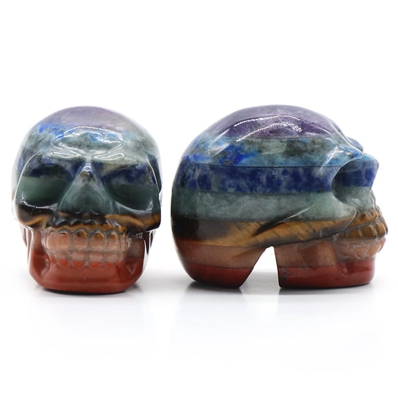 Natural Multicolor Crystal Skull Handcrafted Gemstone Carving for Halloween Dcor, Meditation, or Gift